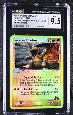 CGC 9.5 Team Magma's Rhydon EX Team Magma Vs Aqua 22/95 Reverse Holo Pokemon - Image 1