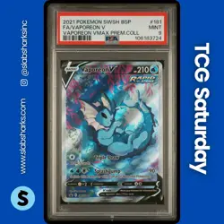 2021 POKEMON SWSH BLACK STAR PROMO #SWSH181 VAPOREON V FULL ART PREMIUM PSA 9 - Image 1