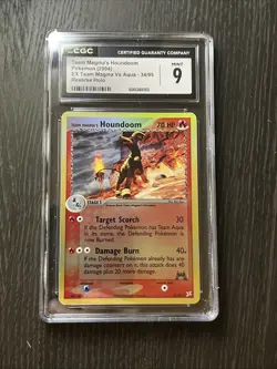 CGC 9 Team Magma's Houndoom EX Team Magma Vs Aqua 34/95 Reverse Holo Pokemon - Image 1