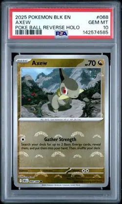 PSA 10 Gem Mint Axew (Poke Ball Pattern) 068/086 Sv: Black Bolt Holo Pokemon TCG - Image 1