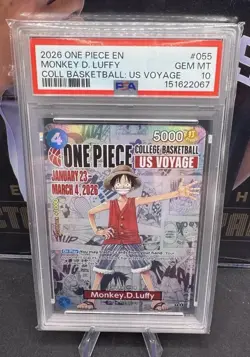 2026 One Piece #055 Monkey.D.Luffy College Basketball U.S. Voyage PSA 10 - Image 1