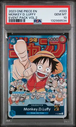 2023 ONE PIECE P-033 MONKEY D LUFFY EVENT PACK VOL 2 PROMO ENGLISH PSA 10 GEM MT - Image 1