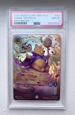 Disney Lorcana Enchanted 9-Fabled #227 Winnie The Pooh Enchanted PSA 8 - Image 1