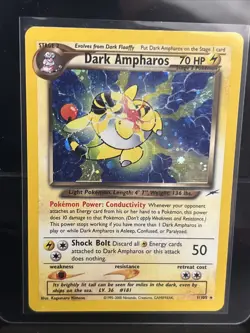 Pokemon Dark Ampharos TCG Neo Destiny Card 1/105 Unlimited Holo Rare - Image 1