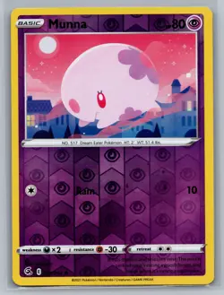Munna SWSH08: Fusion Strike #121/264 Common,Reverse Holo Pokemon Card - Image 1