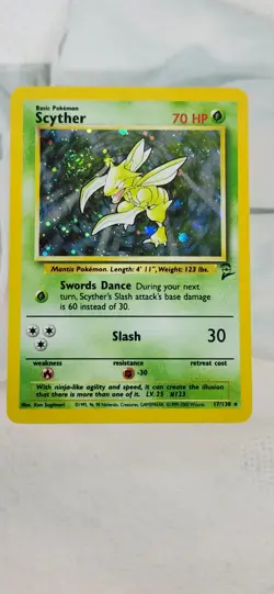 Pokemon 2000 Base Set 2 Scyther Holo Rare Card 17/130 - Image 1