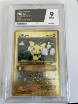 2000 Pokemon Japanese Neo 2 Promo 172 Pichu Reverse Holo PSA Graded Ace 9 - Image 1