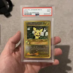 2000 Pokemon Japanese Neo 2 Pichu Promo #172 Reverse Foil Holo - PSA 9 MINT - Image 1