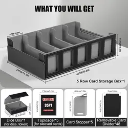 Trading Card Storage Box with Commander Display, 5-Row Deck Case with Removable - Image 3