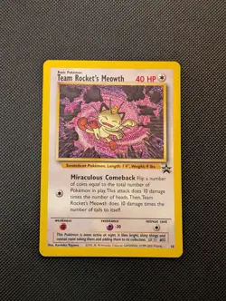 Pokemon Card - WoTC Black Star Promo Team Rocket's Meowth #18 LP - Image 1