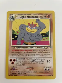 Pokemon TCG Light Machamp Neo Destiny Card 25/105 Unlimited Rare - Image 1