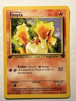 Pokemon TCG 1st Edition Ponyta Team Rocket 64/82 Vintage Card WOTC NM - Image 1