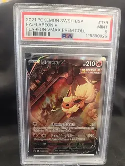 2021 Pokemon - Flareon V SWSH #179 BSP VMAX PREM. COLL. PSA 9 BLACK STAR PROMO - Image 1