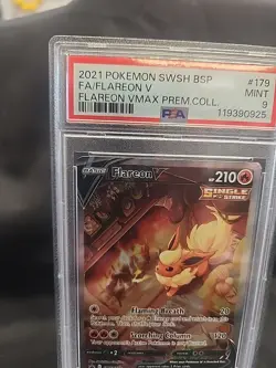2021 Pokemon - Flareon V SWSH #179 BSP VMAX PREM. COLL. PSA 9 BLACK STAR PROMO - Image 3