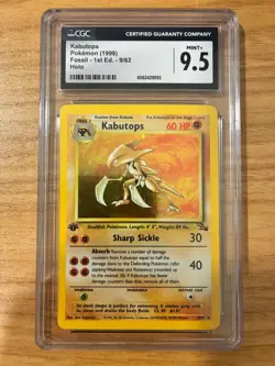 Kabutops Pokemon (1999) Fossil 1st Edition Holo 9/62 CGC 9.5 Mint+ - Image 1