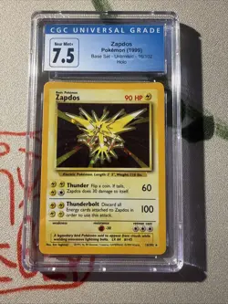 1999 Pokemon - Zapdos - Holo Fossil base set Unlimited #16 - CGC 7.5 Near Mint - Image 1