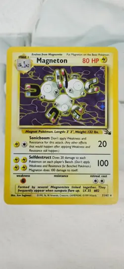 Pokemon Magneton 11/62 Fossil Holo Rare 80 HP English 1999 Unlimited - Image 1