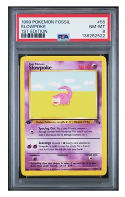 1999 POKEMON FOSSIL | 1ST EDITION SLOWPOKE 55 PSA 8 - Image 1