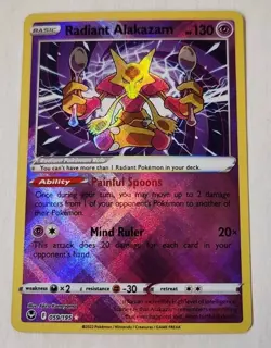 Radiant Alakazam 059/195 HOLO RARE SWSH Silver Tempest 2022 Pokemon TCG - Image 1