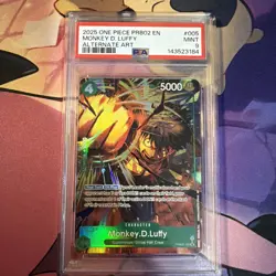 PSA 9 Mint One Piece PRB02-005 Monkey D. Luffy Alternate Art English - Image 1