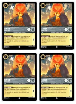 #188 Simba - Future King - Common Steel PLAYSET x4 2023 Lorcana First Chapter 4x - Image 1