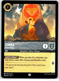#188 Simba - Future King - Common Steel PLAYSET x4 2023 Lorcana First Chapter 4x - Image 4