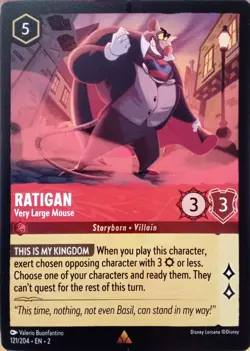 121/204 RATIGAN VERY LARGE MOUSE RISE OF FLOODBORN RARE DISNEY LORCANA CARD - Image 1