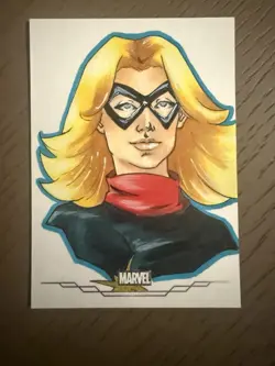 2025 Topps Marvel Sketch Card Ms. Marvel 1/1 W Fresia Autograph (back) - Image 1