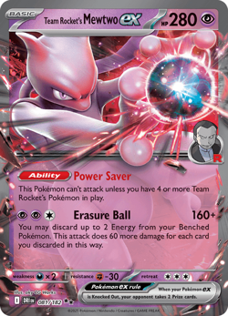 Team Rocket's Mewtwo EX 081/182 Destined Rivals Pokemon Card - Image 1