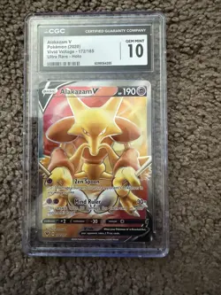 Alakazam V Full Art 172/185 Graded CGC Gem Mint 10 - Pokemon Vivid Voltage - Image 1