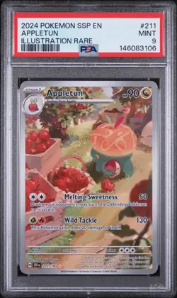 2024 POKEMON SSP EN-SURGING SPARKS ILLUSTRATION RARE #211 APPLETUN PSA 9 - Image 1