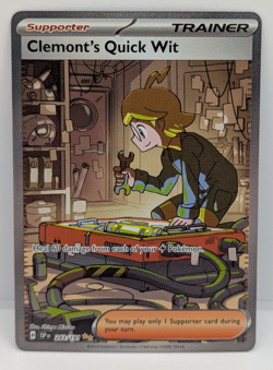 Clemont's Quick Wit 243/191 Sv08: Surging Sparks Holo NM Pokemon - Image 1