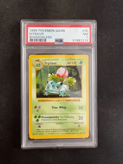 1999 POKEMON BASE SET SHADOWLESS #30 IVYSAUR PSA 7 - Image 1