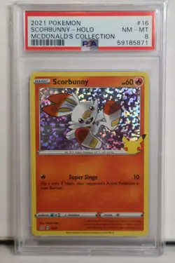 2021 POKEMON Scorbunny HOLO MCDONALD'S COLLECTION #16 PSA 8 NM-MINT - Image 1