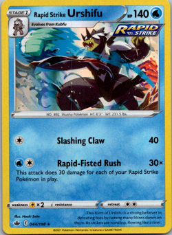 2021 Pokemon Chilling Reign Rapid Strike Urshifu 044/198 Holo Rare TCG - Image 1
