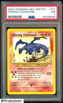 2002 Pokemon Neo Destiny #107 Shining Charizard PSA 7 NM - Image 1
