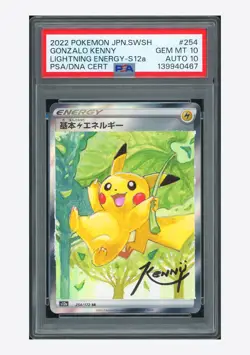 Pokemon PSA 10 AUTO 10 Lighting Energy Holo Gonzalo Kenny 2022 254/172 S12a JPN - Image 1