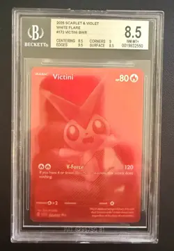 2025 Pokemon Scarlet & Violet White Flare Victini #172 BWR - BGS 8.5 NM-MT+ - Image 1