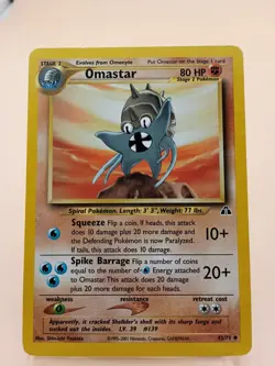 Pokemon Neo Discovery #43/75 Omastar Moderately Played - Image 1