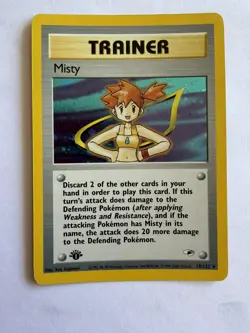 Pokemon TCG Misty Trainer #18 [LP++] 1st Edition Gym Heroes Excellent Condition - Image 3