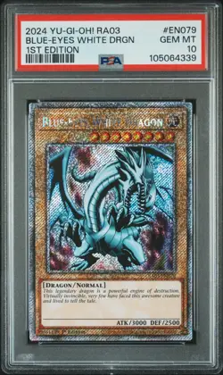 Yu-Gi-Oh Blue-Eyes White Dragon EN079 PSA 10 1st Ed Serect Rare - Image 1