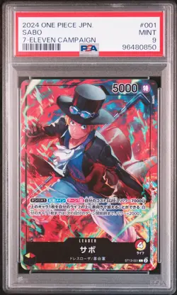 PSA 9 MINT JAPANESE ONE PIECE 2024 SABO ST13-001 7-ELEVEN from japan - Image 1