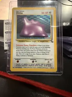 Pokemon Ditto 3/62 Fossil Holo Rare Unlimited Basic 50 HP Card 1999 - Image 1