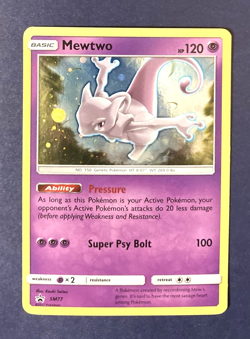 Mewtwo SM77 Black Star Promo Cosmos Holo Rare Pokemon Card Shining Legends LP - Image 1