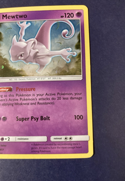 Mewtwo SM77 Black Star Promo Cosmos Holo Rare Pokemon Card Shining Legends LP - Image 4
