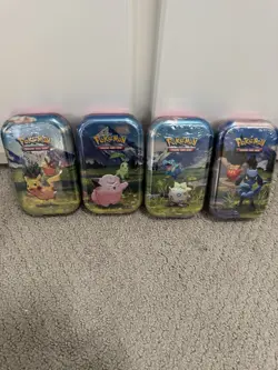 Pokemon Cards TCG Ascended Heroes Mini Tins - Pikachu Clefairy Togepi Riolu - x4 - Image 1