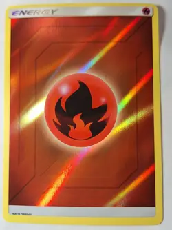 Basic Fire Energy 2019 Reverse Pokemon Holo Foil Rare Nice! - Image 1