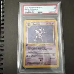 PSA 1 1999 Pokemon 1st Edition Fossil Haunter Holo 6/62 Holo Foil WOTC - Image 1