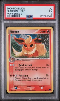 2006 POKEMON POP SER 3 #2 FLAREON-HOLO PSA 5 - Image 1