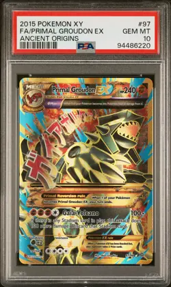 2015 POKEMON XY ANCIENT ORIGINS #97 FULL ART/PRIMAL GROUDON EX PSA 10 - Image 1